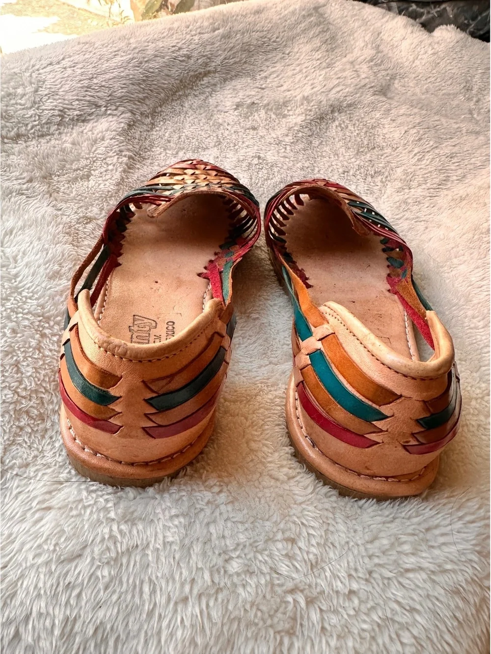 D’Sandy Mexican Leather Huarache Sandals – Multicolor Woven - size 10.5